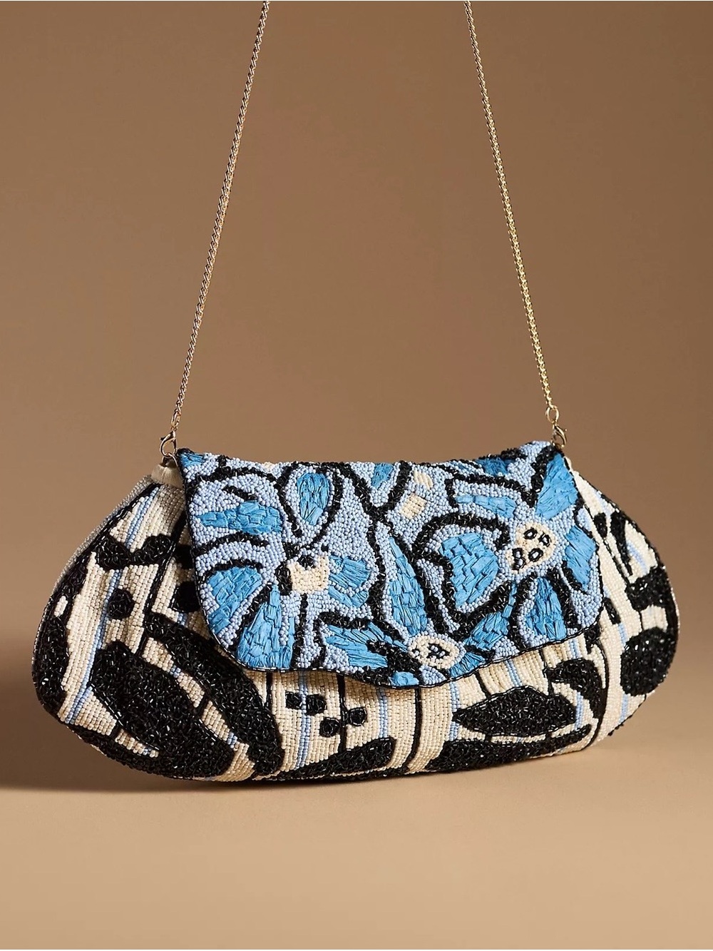 Anthropologie Beaded Fold-over Clutch